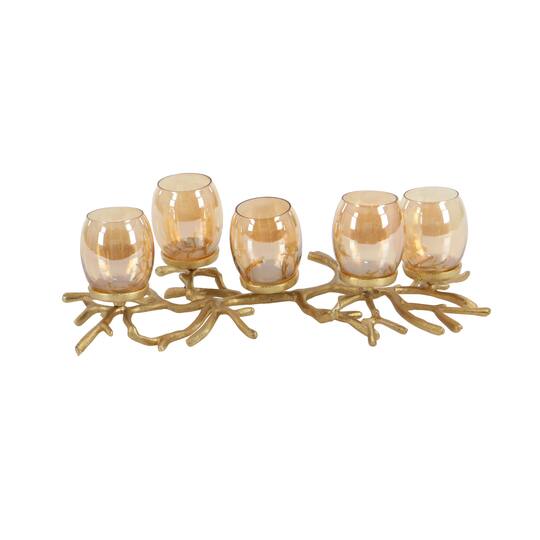 6" Gold Aluminum Coastal Candle Holder